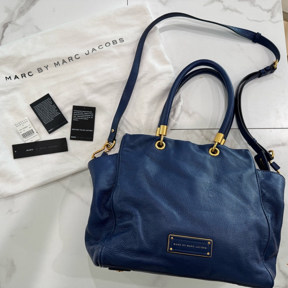 Marc by Marc Jacobs blue Leather Satchel with Gold Hardware